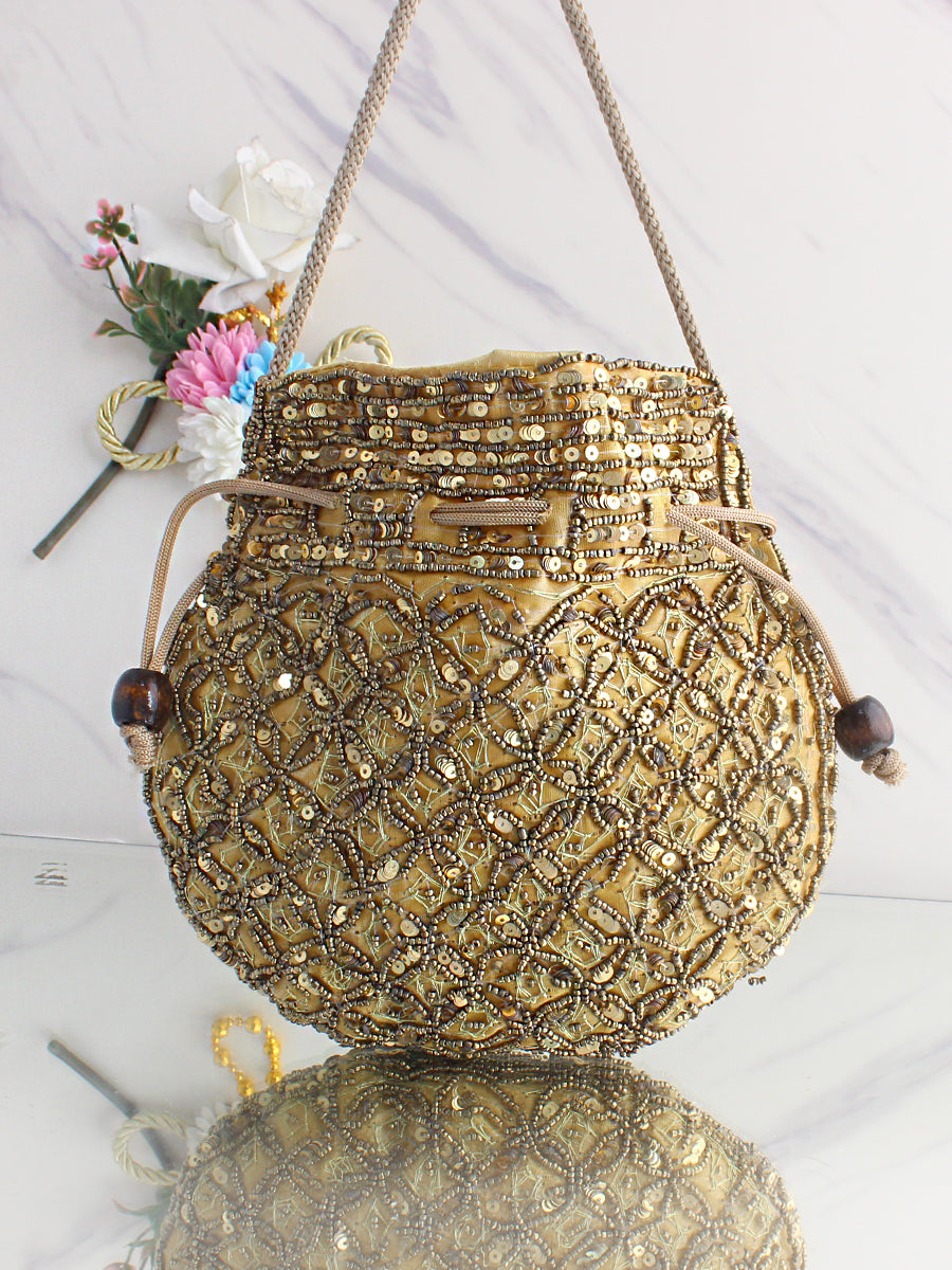 Aneeza Potli Bag-Gold