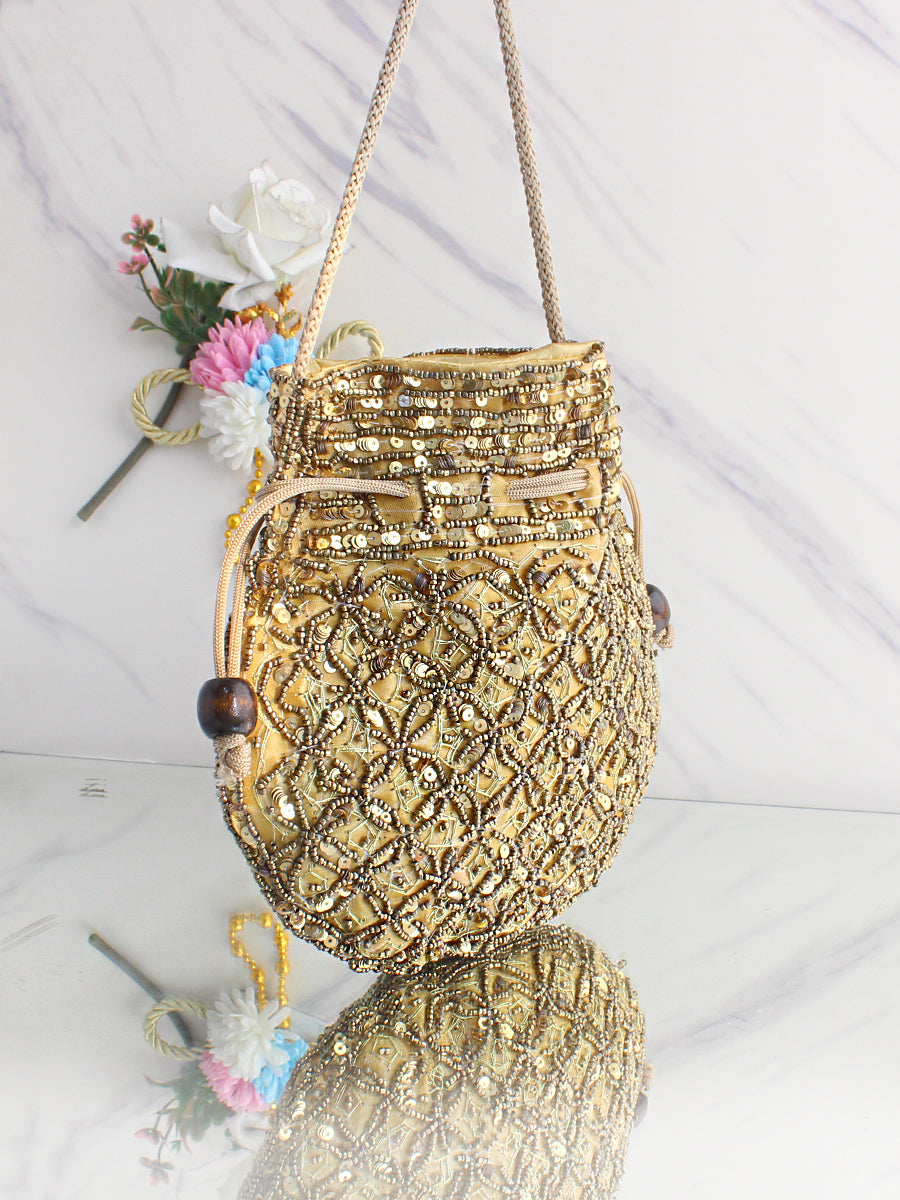 Aneeza Potli Bag-Gold