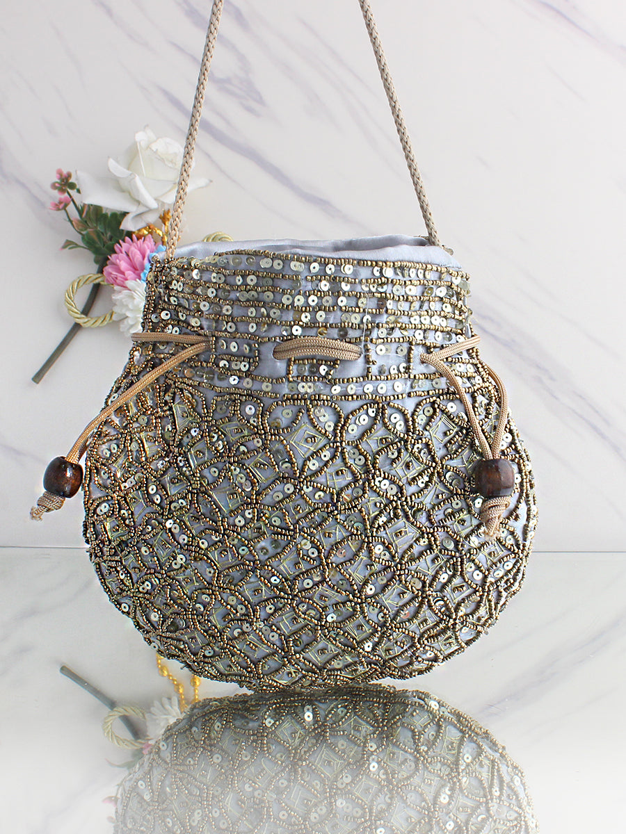 Aneeza Potli Bag-Grey