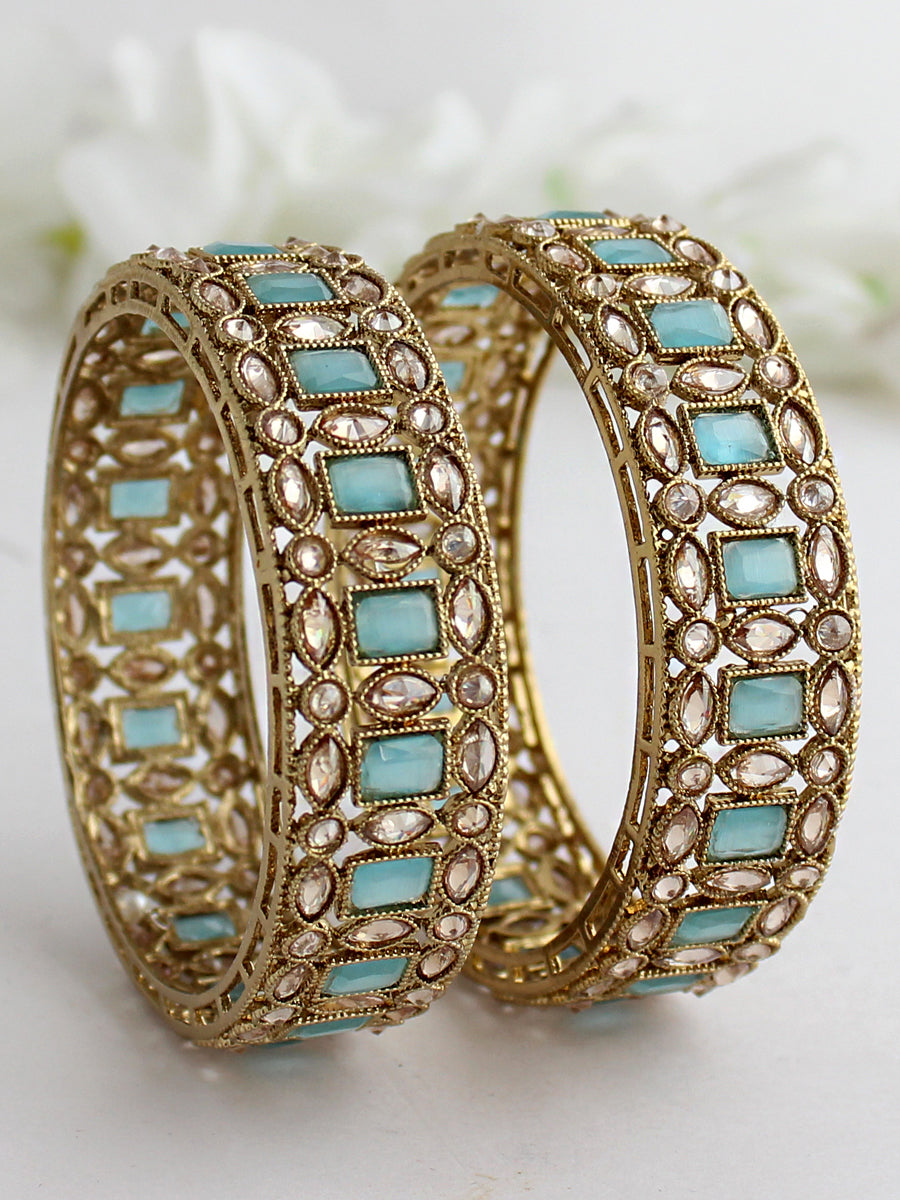 Alekhya Bangle Set-Aqua 
