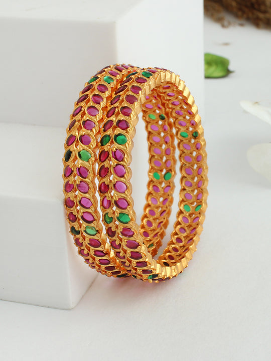 Bhavika Bangle Set-Pink / Green