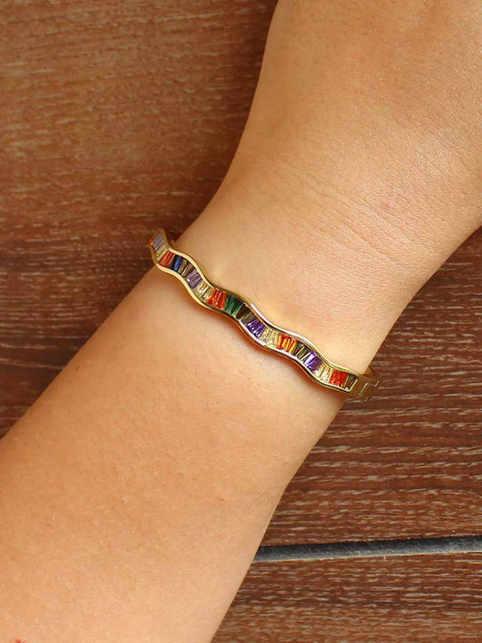 Ankita Rainbow / CZ Bangle Bracelet-Multicolor