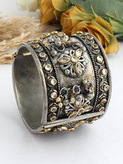 Shampa Cuff Bangle-Antique Silver