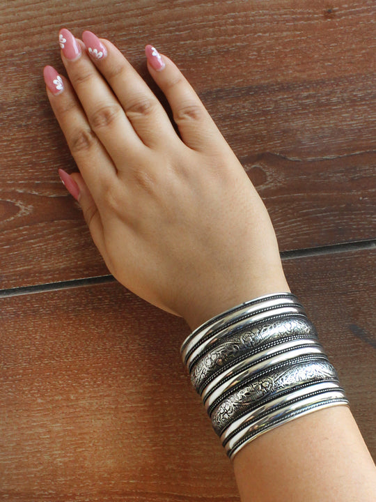 Komal Cuff Bangle-Antique Silver