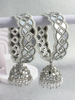 Nushrat Jhumki Bangle Set-Silver