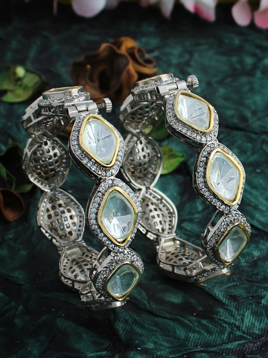 Amazon.com: Natural Polki Diamond Bracelet Love Gift Sterling Silver Gold  Finish Rose Cut Diamond Bracelet : Clothing, Shoes & Jewelry