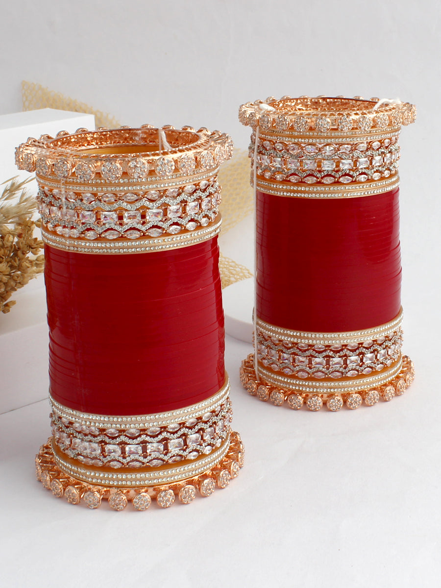 Nimrat Bridal Choora Bangle Set-Maroon