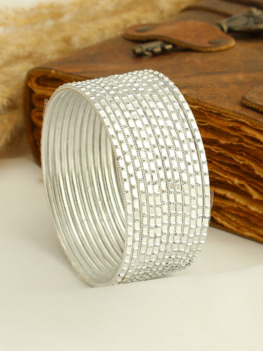 Chamak Bangle Set-Silver