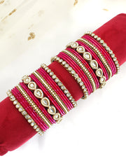 Mishali Bangle Set / Stack-hot Pink