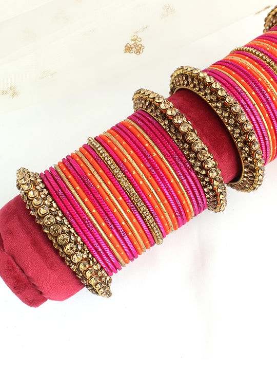 Falguni Bangle Set / Stack-Hot Pink