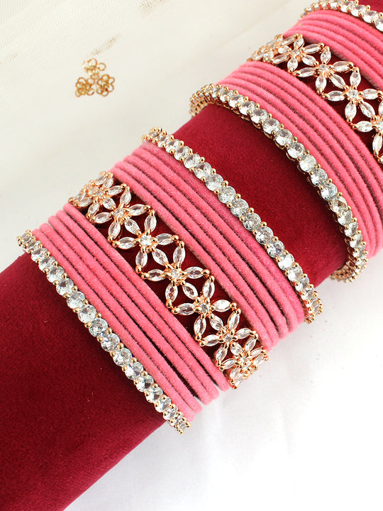 Ahira Bangle Set / Stack-Pink