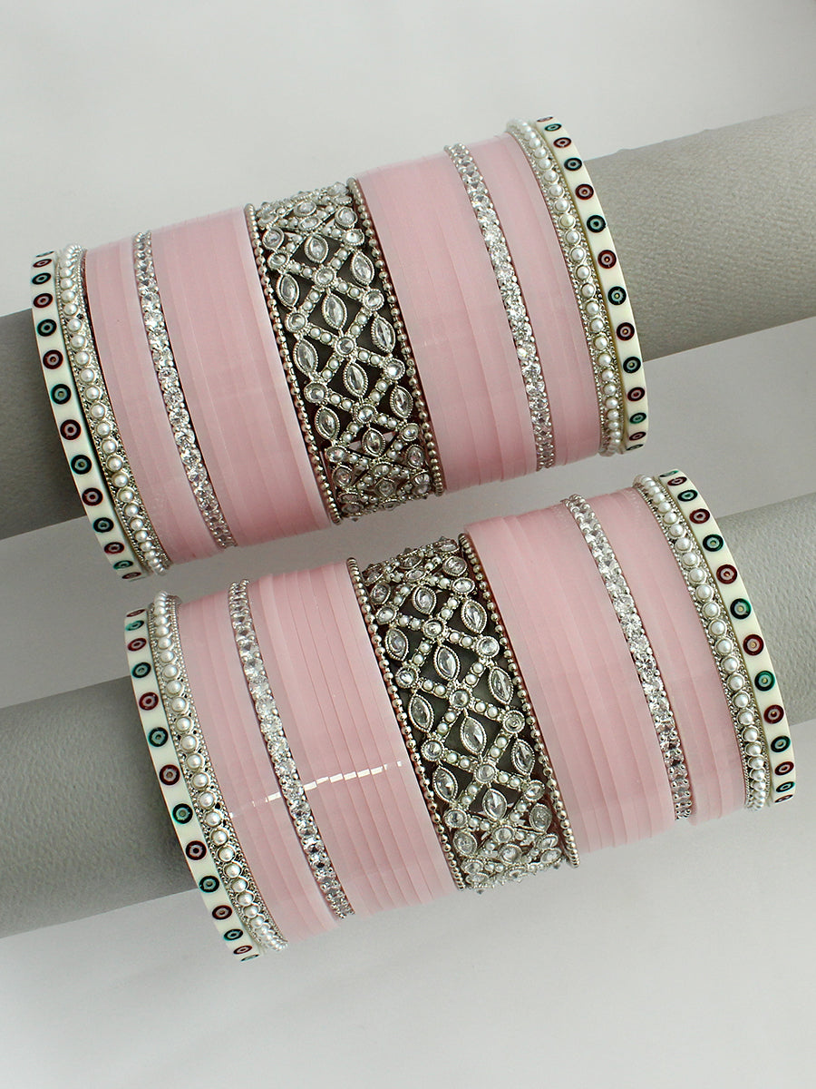 Ishrat Bridal Choora Bangle Set
-Pastel Pink 
