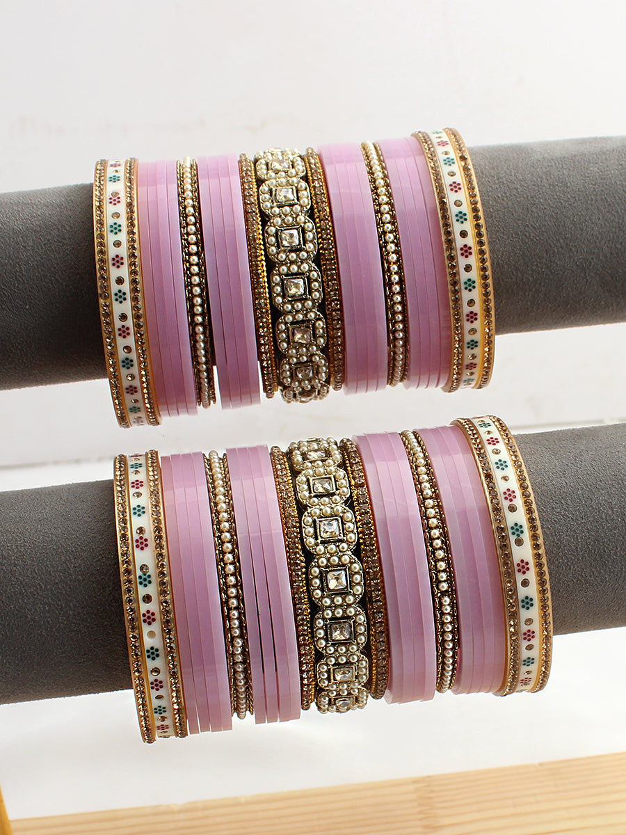 Mirika Bridal Choora Bangle Set - Pastel pink
