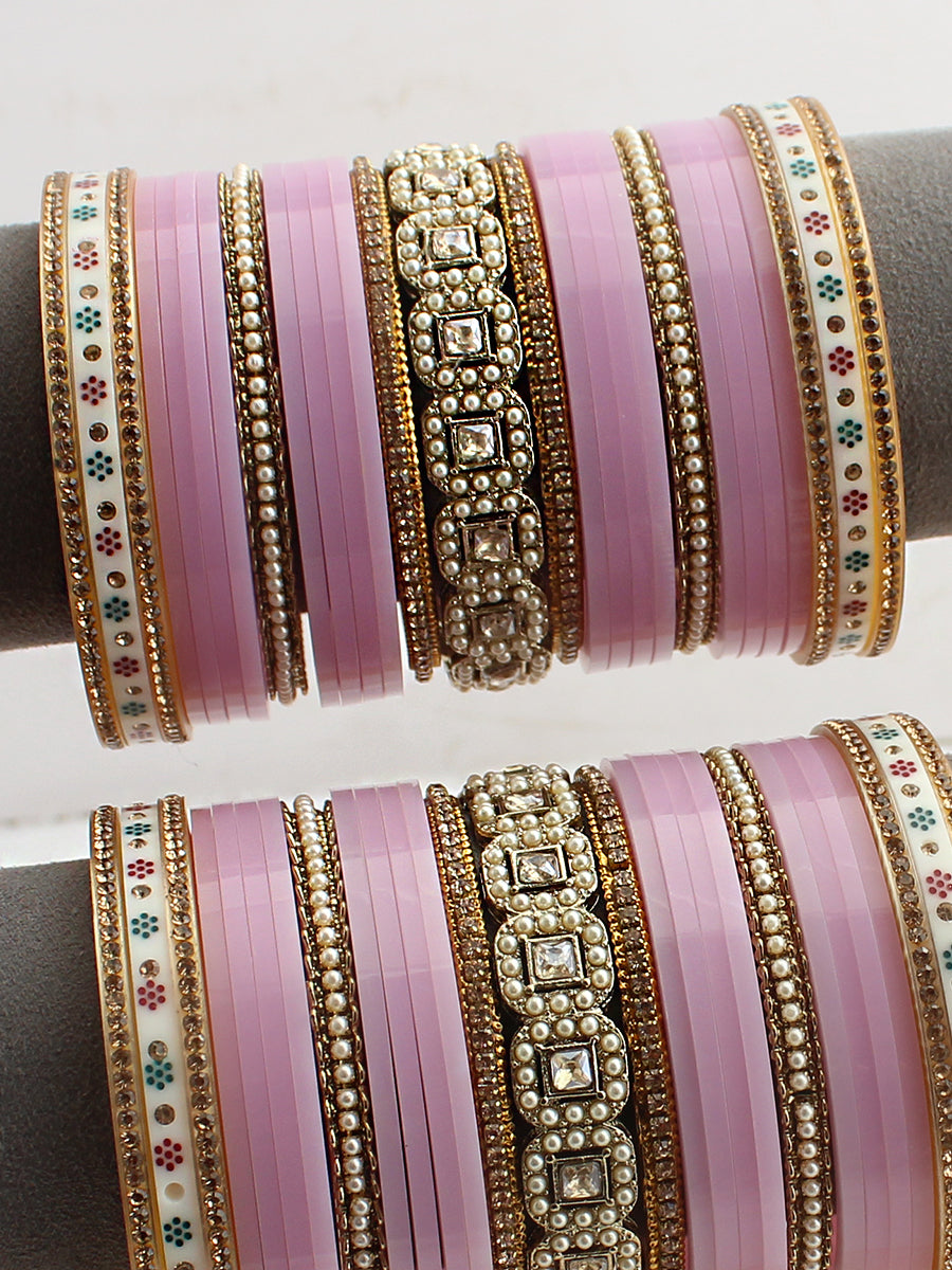 Mirika Bridal Choora Bangle Set - Pastel pink
