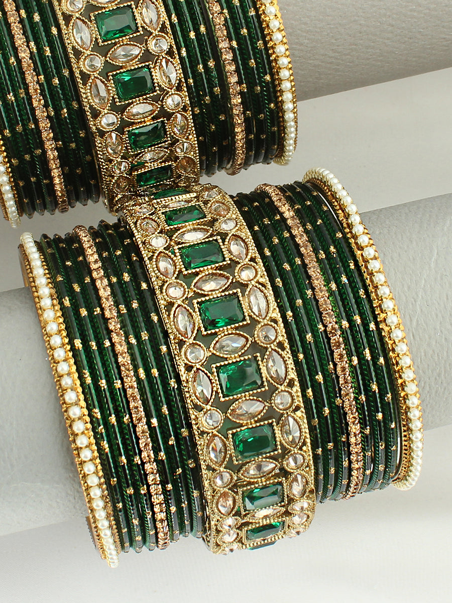 Nishita Bangle Set / Stack-Green