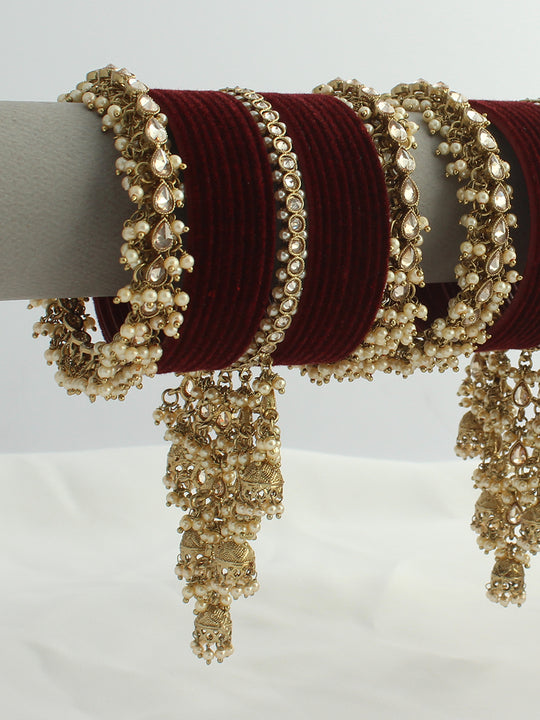 Avika Bangle Set / Stack-Maroon