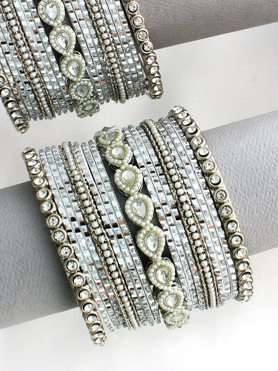 Laiba Bangle Set / Stack-Silver