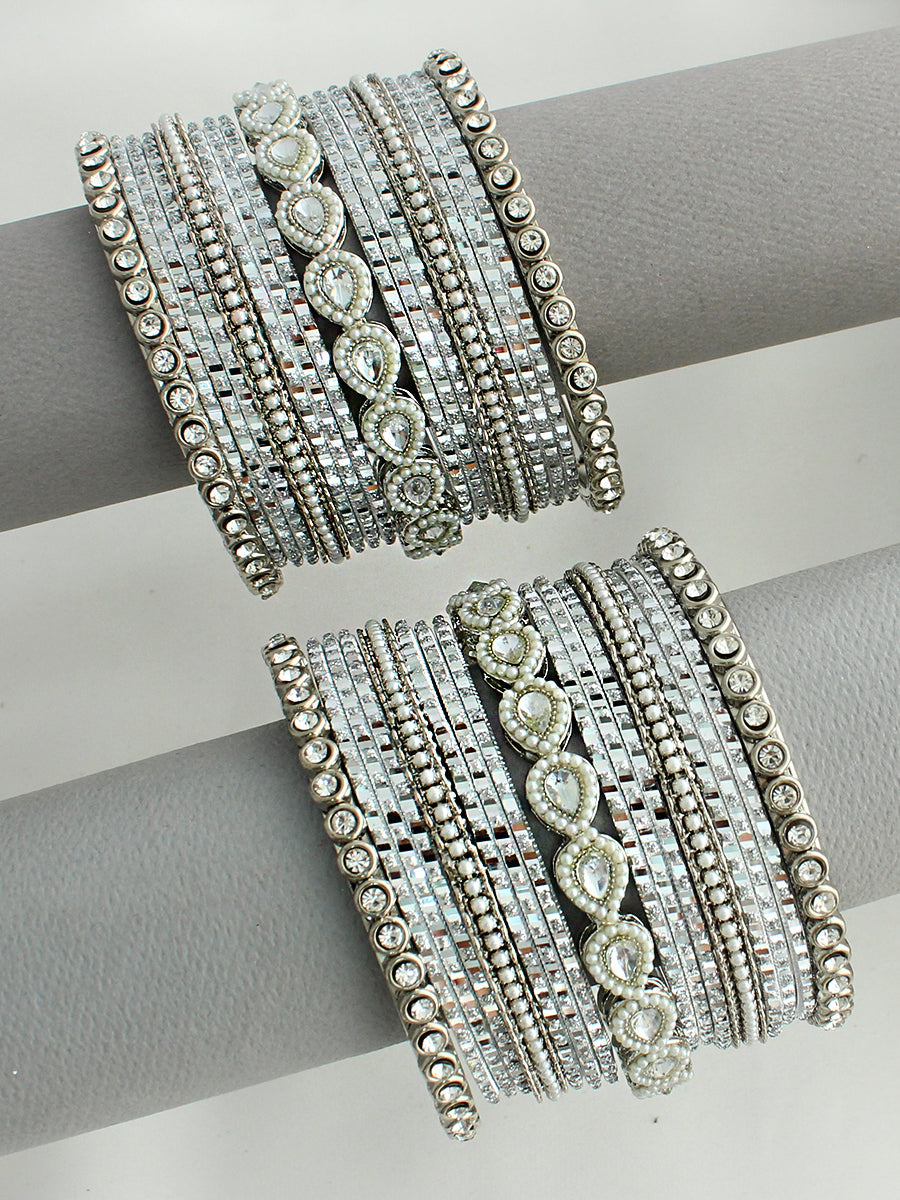 Laiba Bangle Set / Stack-Silver