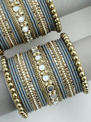 Vidhi Bangle Set / Stack -Grey 