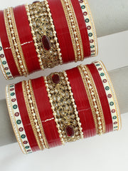 Pravya Bridal Choora Bangle Set-Maroon