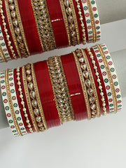 Nivanshi Bridal Choora Bangle Set-Maroon