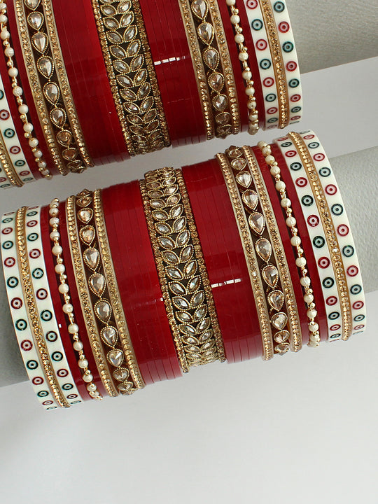 Nivanshi Bridal Choora Bangle Set-Maroon