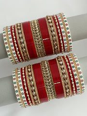 Nivanshi Bridal Choora Bangle Set-maroon