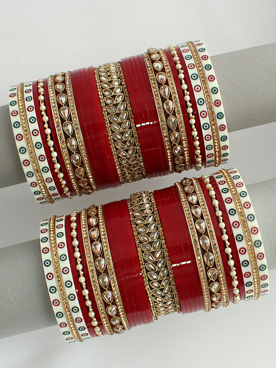 Nivanshi Bridal Choora Bangle Set-maroon