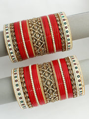 Navisha Bridal Choora Bangle Set -Red