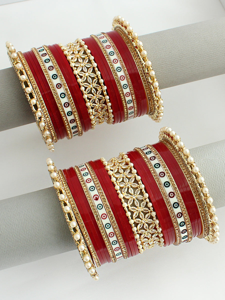 Manushi Bridal Choora Bangle Set- Marron 