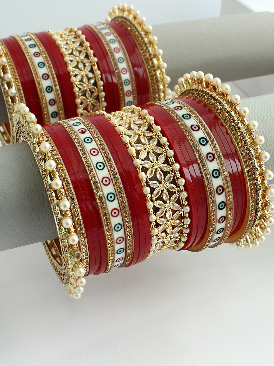 Manushi Bridal Choora Bangle Set- Marron 