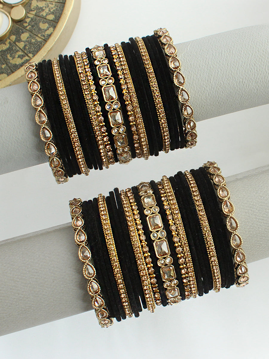 Neha Bangle Set / Stack-Black