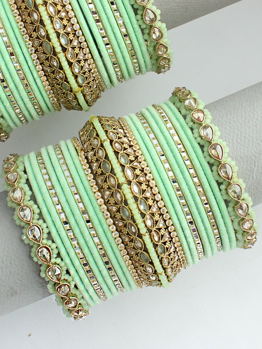 Aastha Bangle Set / Stack-Mint Green 