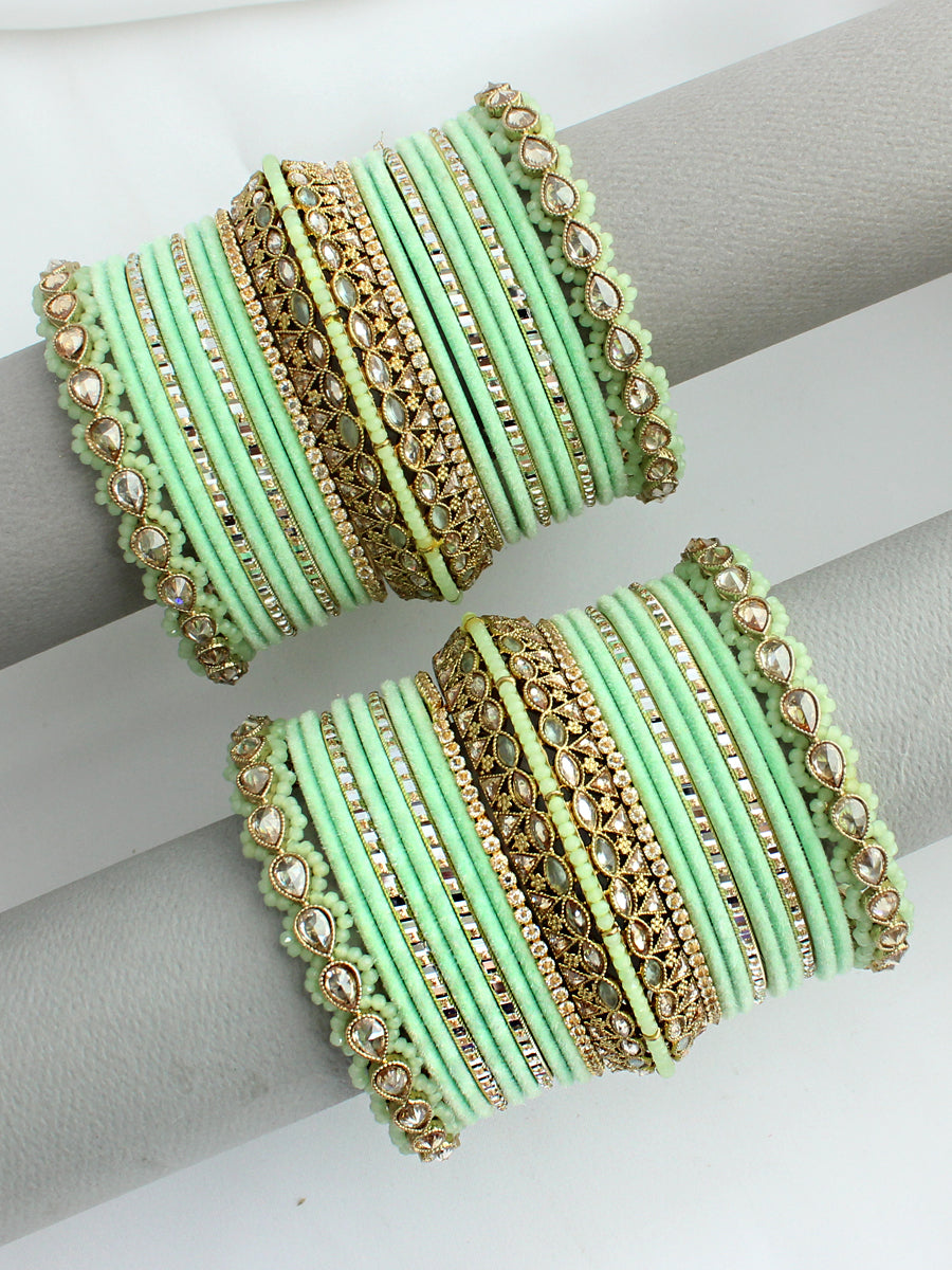 Aastha Bangle Set / Stack-Mint Green 