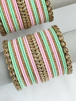 Akshvi Bangle Set / Stack-Pink/Mint Green 
