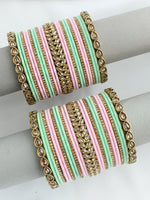 Akshvi Bangle Set / Stack-Pink/Mint Green 
