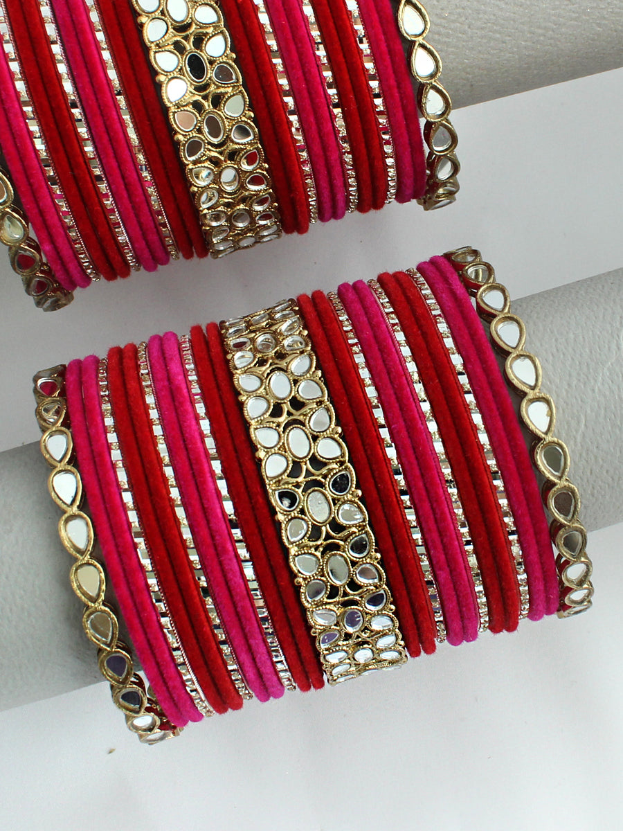 Simran Bangle Set / Stack-Hot Pink 