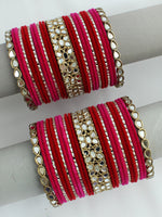 Simran Bangle Set / Stack-Hot Pink 