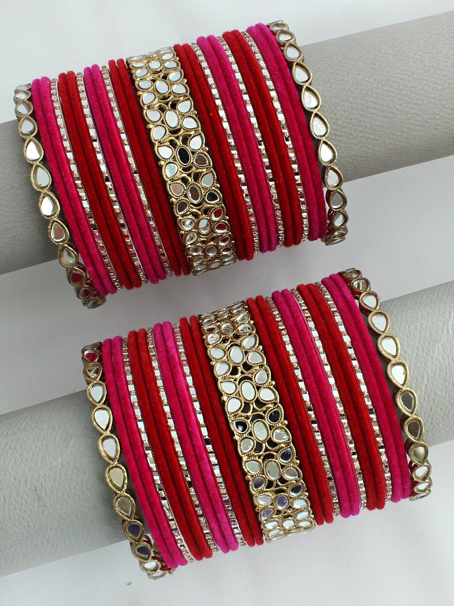 Simran Bangle Set / Stack-Hot Pink 