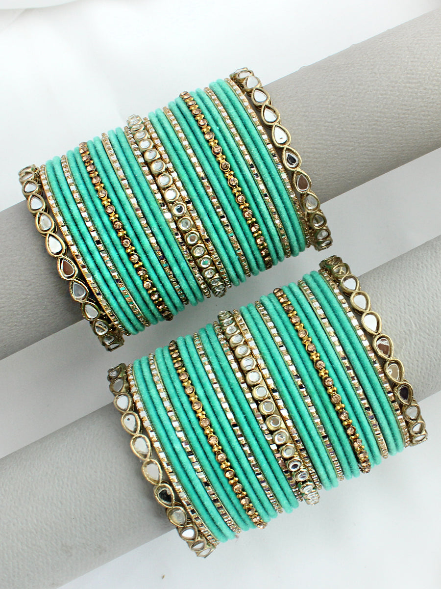 Simar Bangle Set / Stack-Sea Green 