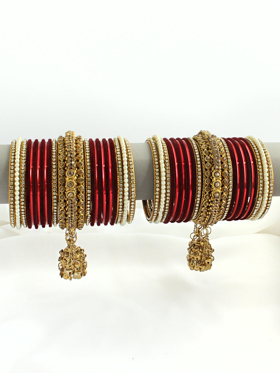 Shagun Bangle Set / Stack-Maroon