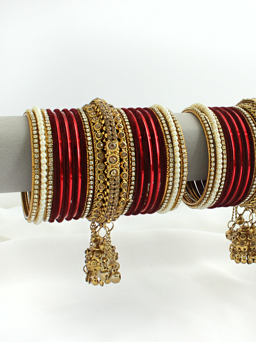 Shagun Bangle Set / Stack-Maroon