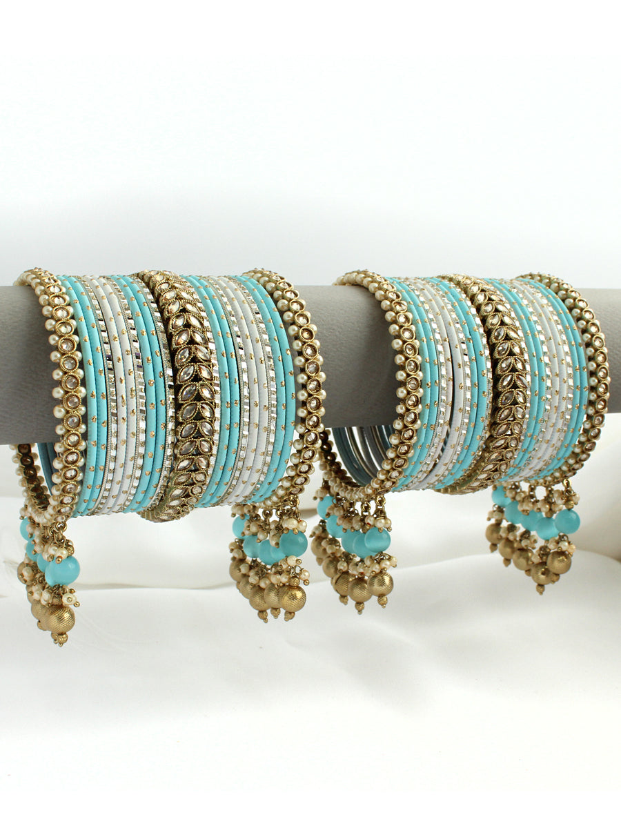 Upasna Bangle Set/ Stack-Turquoise