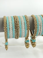 Upasna Bangle Set/ Stack-Turquoise