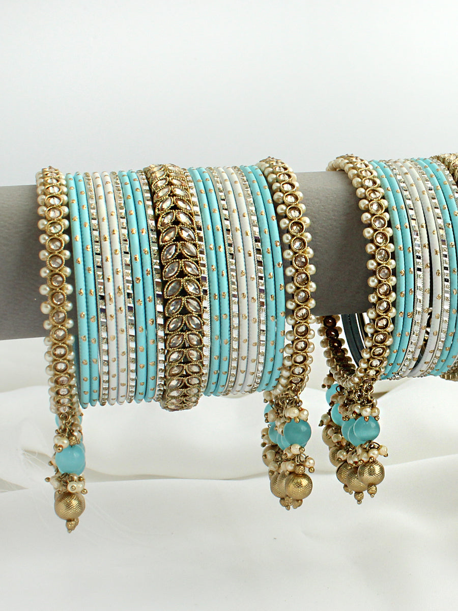 Upasna Bangle Set/ Stack-Turquoise