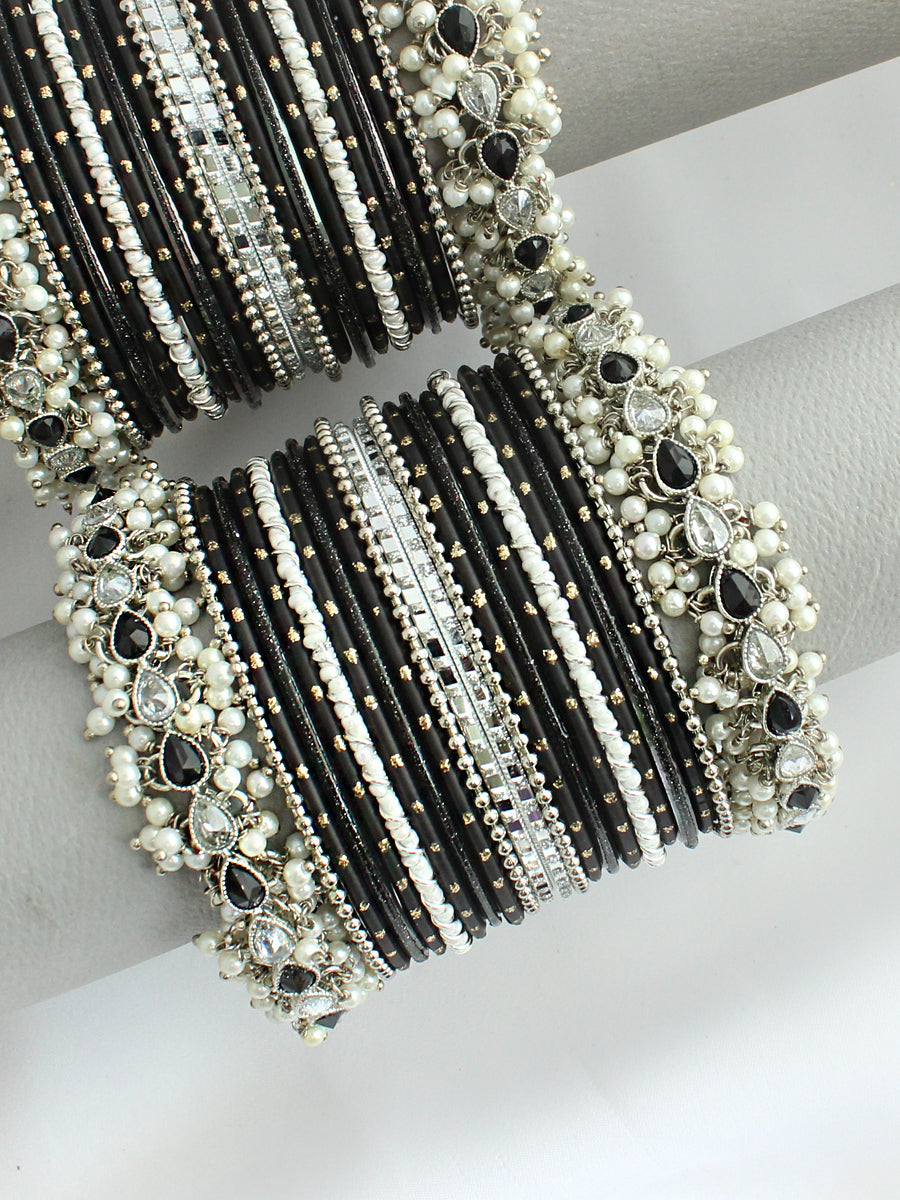 Gargi Bangle Set / Stack-Black 