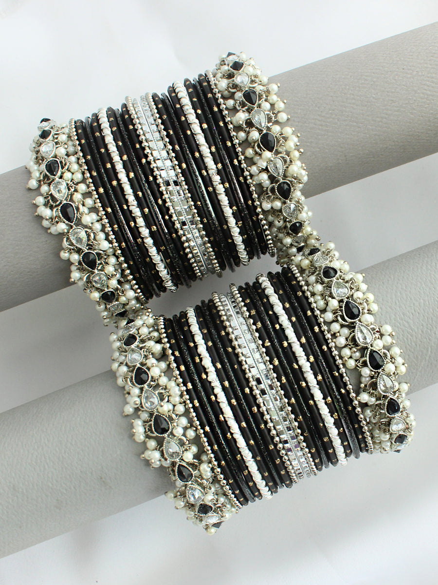 Gargi Bangle Set / Stack-Black 