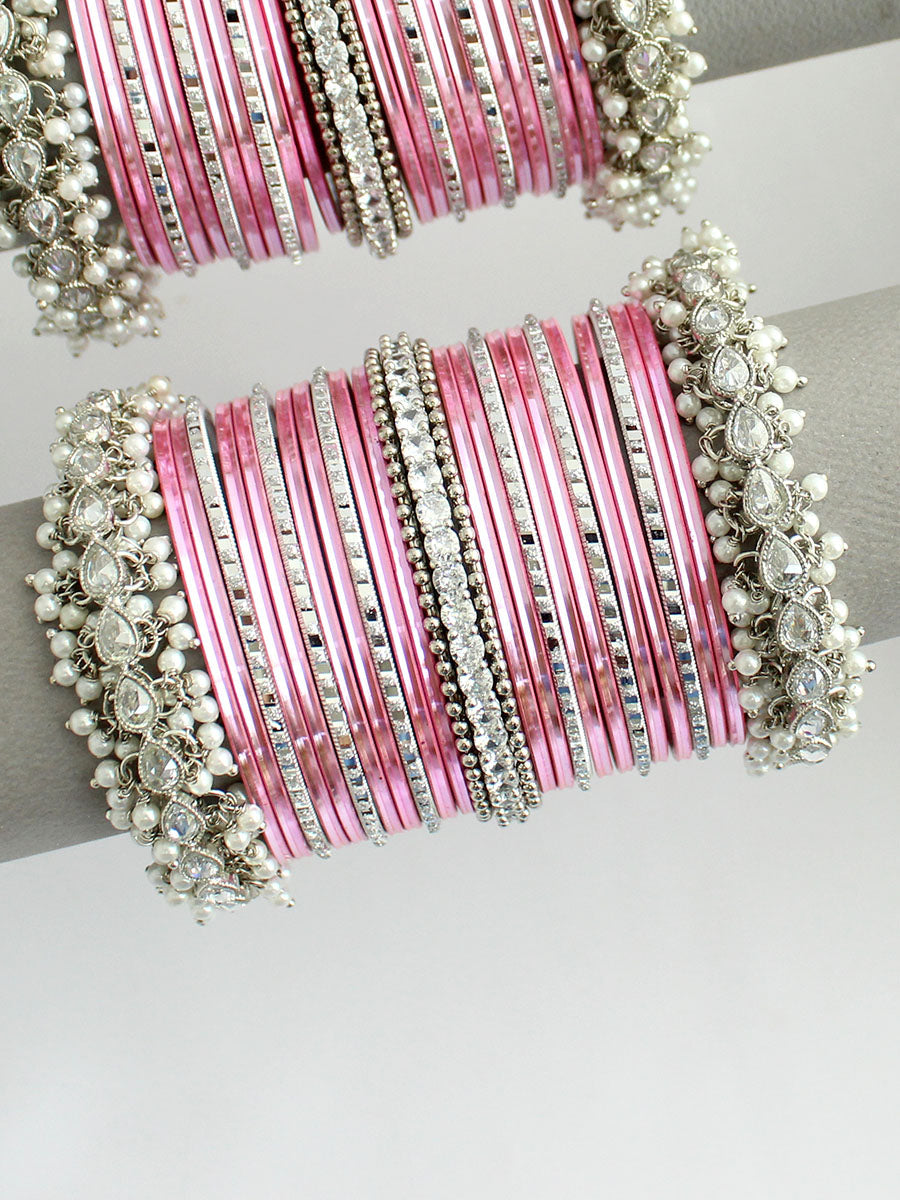 Ruveena Bangle Set / Stack-Pink