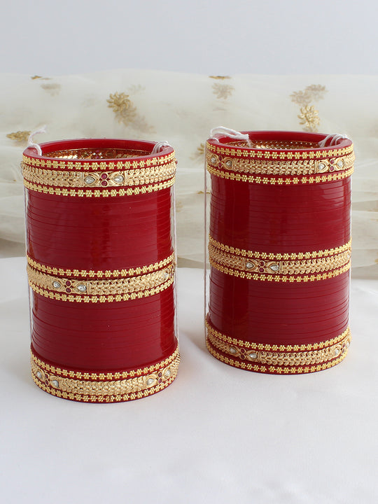 Diashani Bridal Choora Bangle Set-Maroon