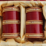 Diashani Bridal Choora Bangle Set-maroon